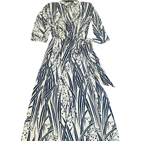 PRADA**Floral Print Scarf Neck Midi Dress***I 38; US 4***$3500 CURRENT!!!!!!!! - Picture 5 of 12